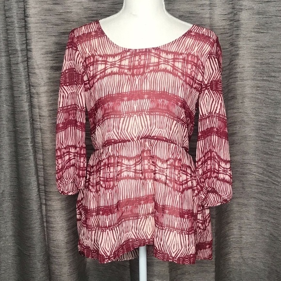 CHARMING CHARLIE SMALL BLOUSE PINK and CREAM - Picture 1 of 7